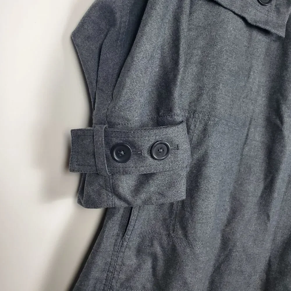 3.1 Phillip Lim Dolman Sleeve Wool Flannel Trench Melange Grey Coat Jacket NWT - Picture 4 of 7